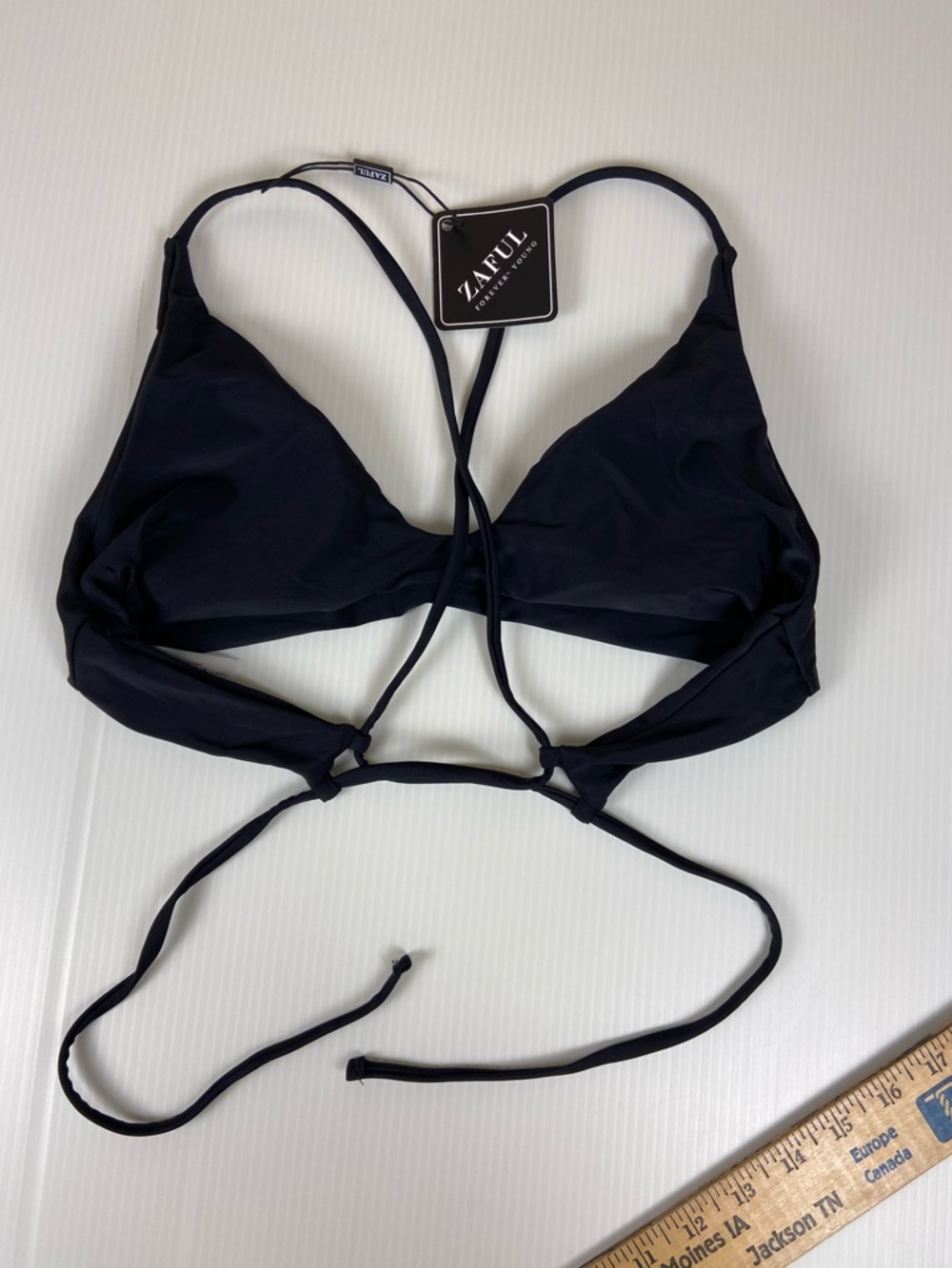 ZAFUL Black Bikini Set Medium Triangle Top High Cut Bottom NWT - Picture 6 of 14